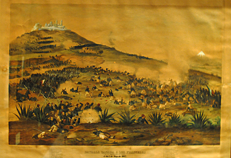 Batalla ganadora a los frnaceses en las inmediaciones de Puebla el dia 5 de mayo de 1862